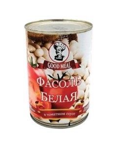 Фасоль белая в томатном соусе жестяная банка 425 мл Good meal