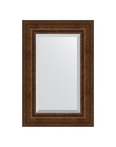 Зеркало с фацетом в багетной раме состаренная бронза с орнаментом 120 мм 62х92 см Evoform