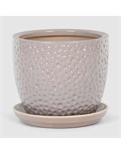 Горшок для цветов с поддоном Рельеф бежевый d22 Viet thanh