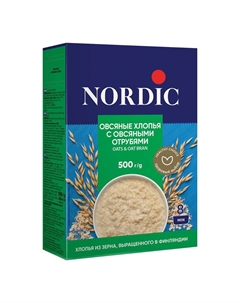 Хлопья Овсяные с овсяными отрубями 500 г Nordic