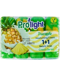 Мыло туалетное с увлажняющим кремом 1+1 Сливочно-ананасовое, 4Х80 гр. Prolight