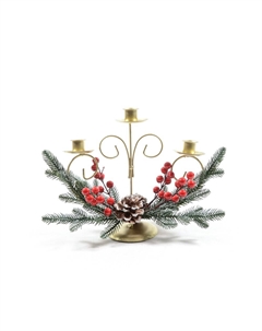 Подсвечник на 3 свечи с ягодами 33х13х24 см Mercury ny