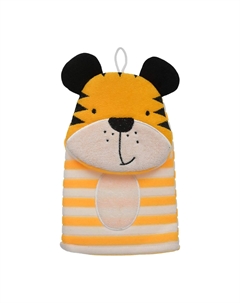 Мочалка варежка для нежной и чувствительной кожи тигр 23х13 см Банные штучки