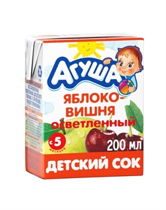 Сок яблоко-вишня с мякотью с 5-ти месяцев 200 мл Агуша