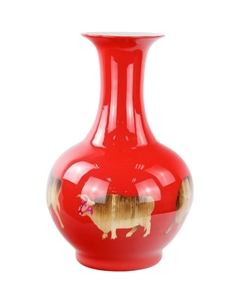 Ваза красная быки 36x36x60см Гласар
