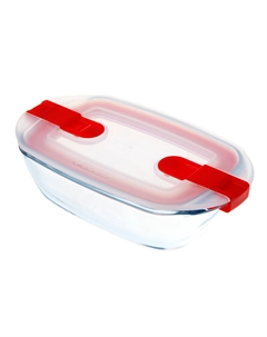 Форма для запекания и хранения прямоугольная с пластиковой крышкой и зажимами по бокам 17х10см Pyrex
