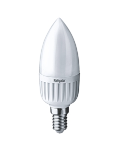 Лампа светодиодная свеча матовая 7Вт цоколь E14 (теплый свет) Navigator