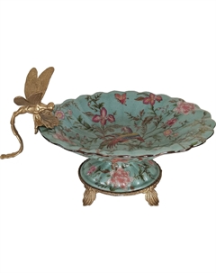 Чаша со стрекозой 24х15х15 см голубая Гласар