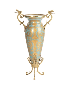 Ваза с ручками 21х14х42 см золотистая Гласар