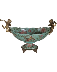 Чаша с ангелами 32х14х21 см голубая Гласар