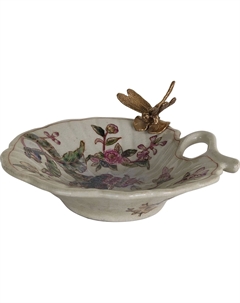 Блюдо со стрекозой 15x15x6 см белый Гласар