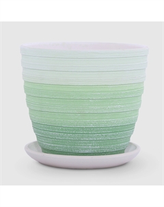 Керамический горшок с поддоном Букле зеленый 12 см Композит