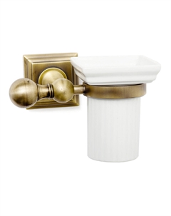 Стакан для зубных щеток Wess белый с золотым 15х11,2х10,3 см