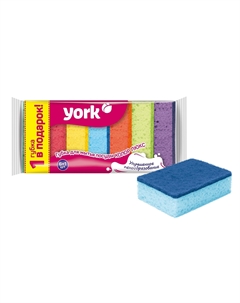 Губки для посуды Колор Люкс 6+1штука. York
