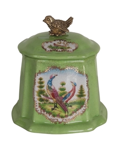 Шкатулка зеленая с птичкой 10x9x10 см Гласар