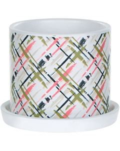 Горшок для цветов в полоску с поддоном диаметр 14 см In color