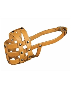 Намордник № 0 для собак средних и крупных пород (кокер-спаниель, средний пудель), кожаный, черный/коричневый Каскад