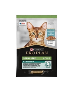 Sterilised влажный корм для стерилизованных кошек и кастрированных котов, с океанической рыбой, кусочки в соусе, в паучах - 85 г Purina pro plan