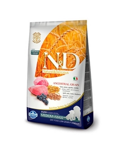 N&D Low Grain Dog Lamb Blueberry Puppy Medium Maxi для щенков средних и крупных пород беременных и кормящих собак ягненок и черника - 12 кг Farmina