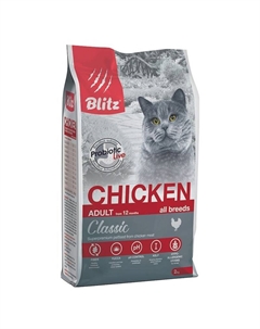 Classic Adult Cats Chicken полнорационный сухой корм для кошек, с курицей - 2 кг Blitz