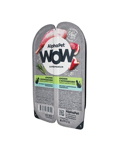 Wow Superpremium влажный корм влажный корм для кошек с чувствительным пищеварением, с КРОЛИКОМ и потрошками, в ламистерах - 80 г Alphapet