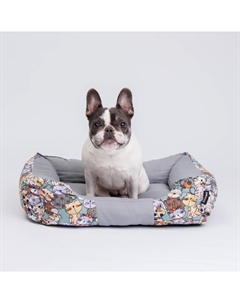 Лежак для собак и кошек Коты, 60х50 см, серый Petmax