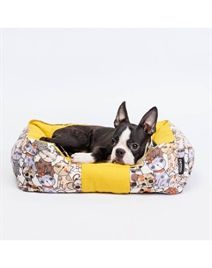 Лежак для собак и кошек Коты, 50х40х10 см, желтый Petmax