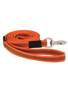 Поводок нейлоновый с латексной нитью двухсторонний для собак, ширина 20 мм, длина 2 м, оранжевый Каскад