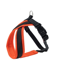 Шлейка нейлоновая Х-образная с мягкой подкладкой для собак, объем шеи 50 см, объем груди 60-70 см, ширина 25 мм, оранжевая Каскад