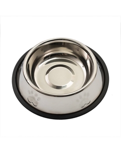 Миска металлическая с резиновым основанием для собак, 480 мл, с рельефом Petmax