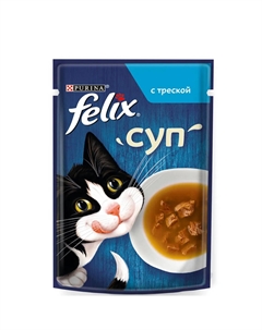 Влажный корм (пауч) для взрослых кошек, с треской в соусе, 48 гр. Felix