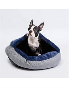Лежак закрытый с кармашком для собак и кошек, 58х10 см, серо-синий Petmax