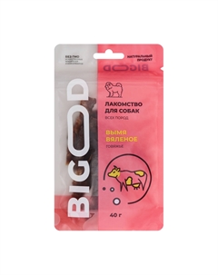 Лакомство Вымя вяленое говяжье для собак всех пород, 40 гр. Bigood