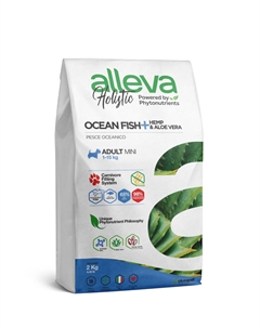 Holistic Сухой корм для собак мелких пород, с океанической рыбой, коноплей и алое вера, 2 кг Alleva