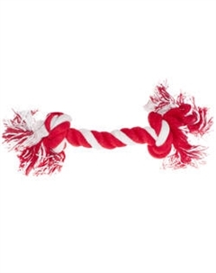 Игрушка для собак Веревка с 2 узлами, 25 см, красно-белая Petmax