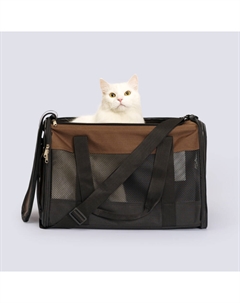 Сумка-переноска для кошек и собак мелких пород, 46х30х30 см, черно-коричневый Rurri