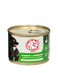 Влажный корм (консервы) для щенков, беременных и кормящих собак всех пород, с ягненком, овощами и гречкой, 190 гр. Enso