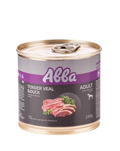Adult Влажный корм (консервы) для взрослых собак всех пород, с нежной телятиной и уткой, 240 гр. Avva