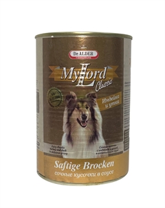 Влажный корм (консервы) для собак всех пород, индейка и утка кусочки в соусе, 970 гр. Dr. alder's