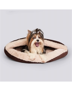 Лежак закрытый для кошек и собак Вельвет, 60x7 см, коричневый Petmax