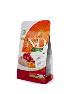 N&D PUMPKIN Сухой корм для стерилизованных кошек и кастрированных котов, с перепелом, тыквой и гранатом, 1,5 кг Farmina