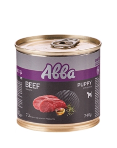 Puppy Влажный корм (консервы) для щенков всех пород, с говядиной, 240 гр. Avva