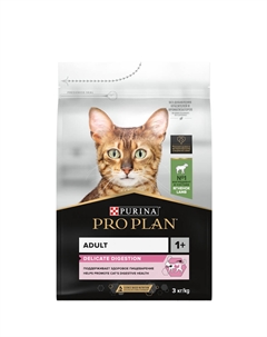 ProPlan Delicate сухой корм для взрослых кошек при чувствительном пищеварении с ягненком, 3 кг Pro plan®