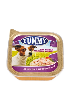 Влажный корм (консервы) для собак мелких пород, с ягненком и потрошками, 100 гр. Yummy