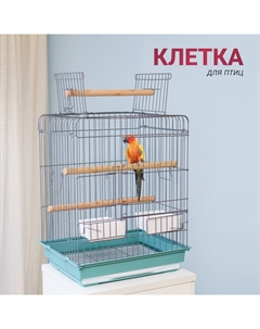 Клетка для птиц, 48х37х58,5 см, серо-голубая Petmax