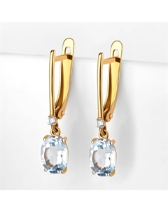 Золотые серьги подвесные с топазами и фианитами Efremof