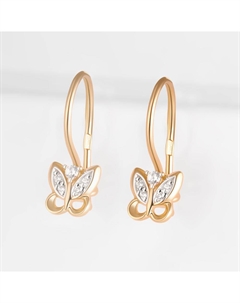 Золотые серьги детские с фианитами Efremof