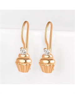 Золотые серьги детские с фианитами Carlin