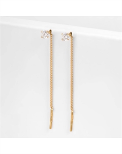 Золотые серьги протяжки с фианитами Efremof