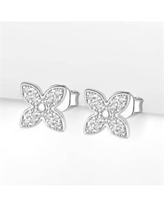 Серебряные серьги гвоздики с фианитами Talant